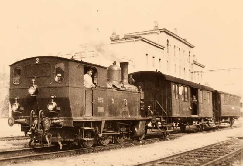 RSG-Ed 3/4 aushilfsweise auf der RPB eingestzt Pruntrut, vers 1930, carte postale noir/blanc, Sammlung H. Waldburg, édition Ernst B. Leutwiler, 10,5 x 14,7 cm