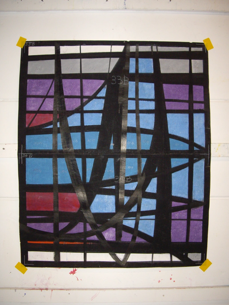 Jean-François Comment, Chapelle de l'hôpital de Porrentruy, paroi Est, projet (détail), 1956 (Photo: J. Bélat).