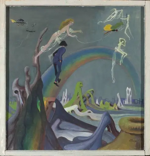 Le poète. Huile sur pavatex de Gérard Bregnard, 1950